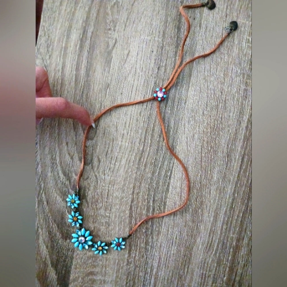 Betsey Johnson Blue and Pink Floral Necklace